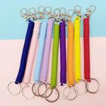 可伸缩塑料弹簧扣绳钥匙链彩色线弹力钥匙扣防丢失包包手机绳