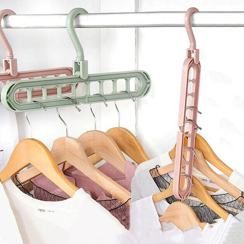 Многофункциональная вешалка с девятью отверстиями для дома Дорожное хранение одежды Поддерживающий шкаф Интернет-знаменитости Складная термоусадочная Волшебная вращающаяся подвесная одежда