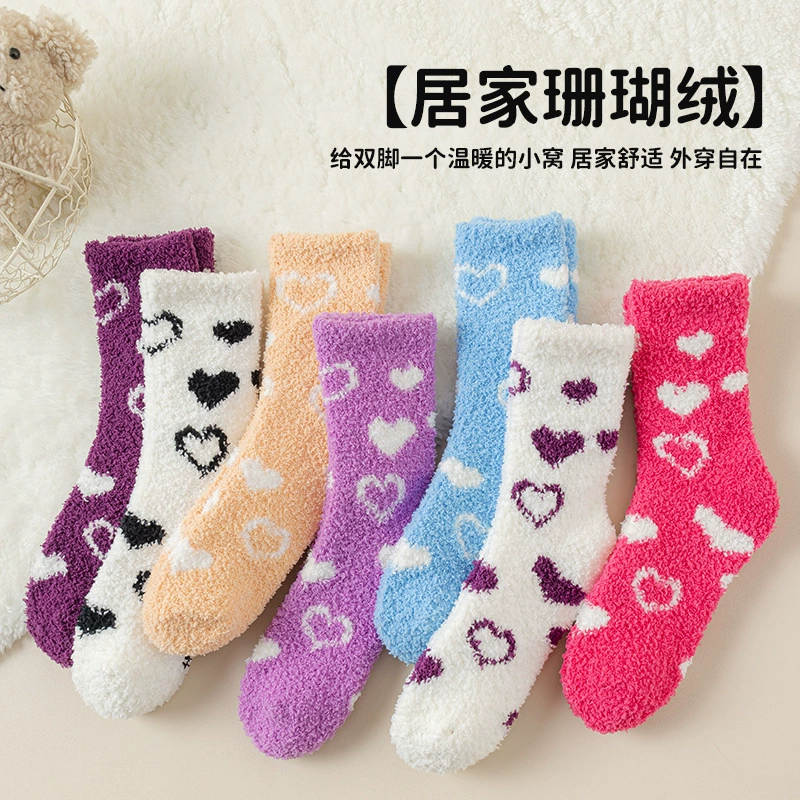 Coral velvet demi-season keep warm socks