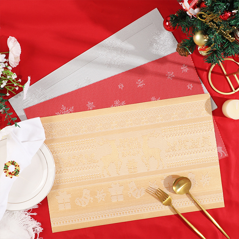 Elementos de almohadilla de Navidad rectangular simple almohadilla de comedor occidental aislante de tazas almohadilla de decoración de platos de comedor caseros de Navidad limitada