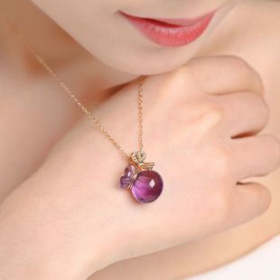 Personalized small fortune bag crystal pendant purple purse necklace ice high ice net red pendant gift