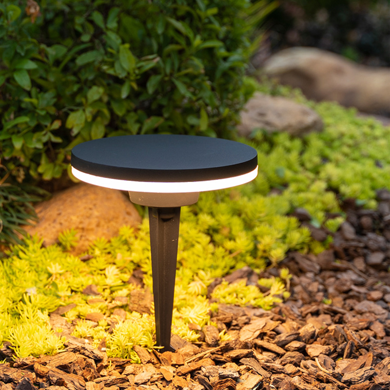 Ground lawn lamp outdoor landscape gardening lawn lamp led simple round aluminum floor lamp