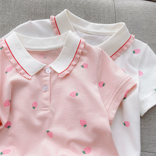 Fresh and Simple Children's Polo Shirt 2025 New Girls' Short Sleeve T-Shirt Pure Cotton Base Shirt for Older Children Thin Summer Style