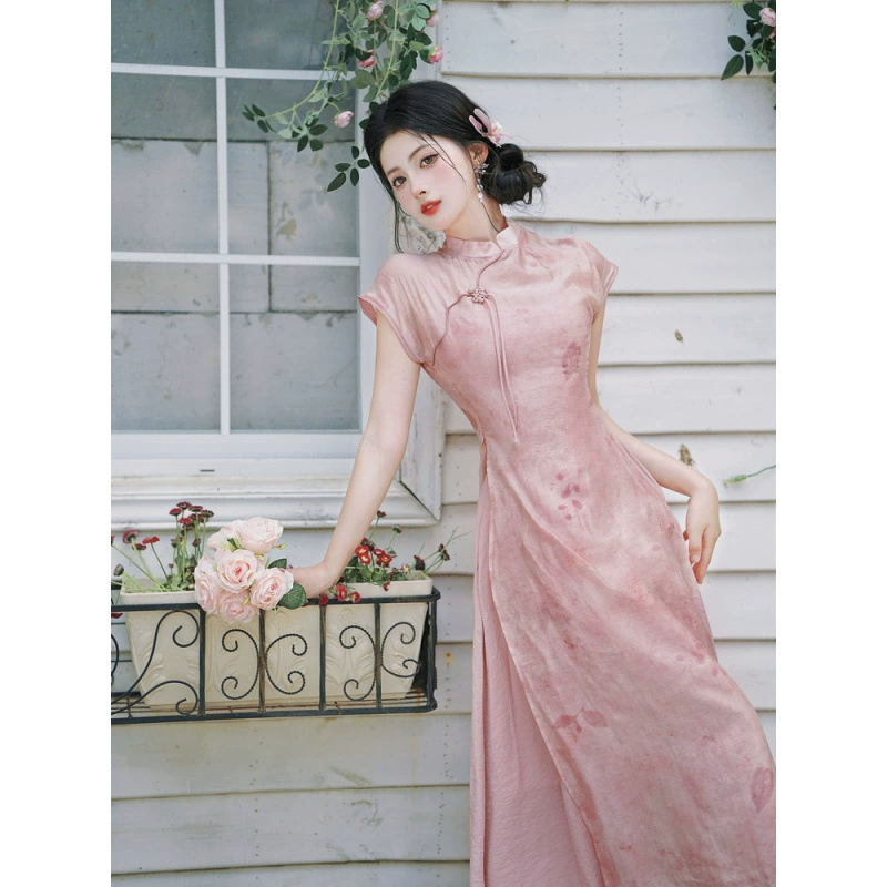 Новый китайский стиль розового тюля с деревянным крашеном