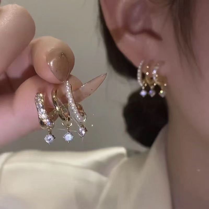 1 Pair Quantity Daily Occasion Artificial Crystal Material 1 Pair Lady Geometric Flower Inlay Artificial Crystal Artificial Gemstones Earrings Ear Studs