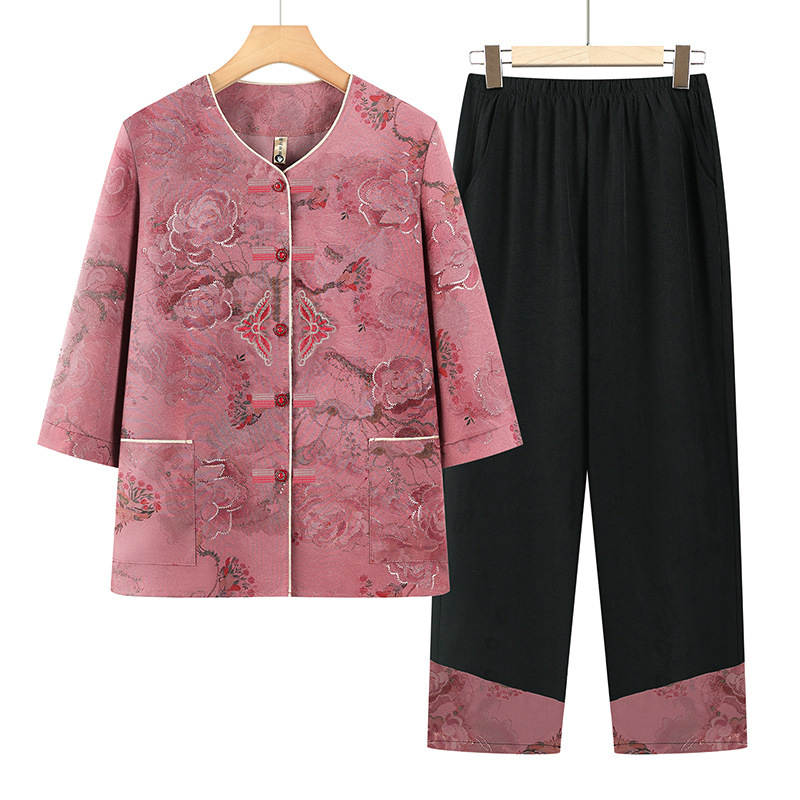 Grandma's Summer Outfit for the Elderly, Women's Summer Clothing 2026 New Style, Old Lady's Shirt and Pants, Elderly Mother's Spring Outfit Grandma's Summer Outfit for the Elderly, Women's Summer Clothing 2026 New Style, Old Lady's Shirt and Pants, Elderly Mother's Spring Outfit