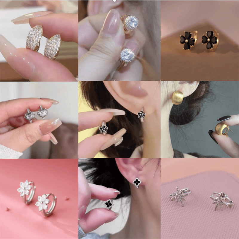 精致小巧锆石耳钉耳扣小众设计感耳环2024年新款爆款轻奢气质耳饰