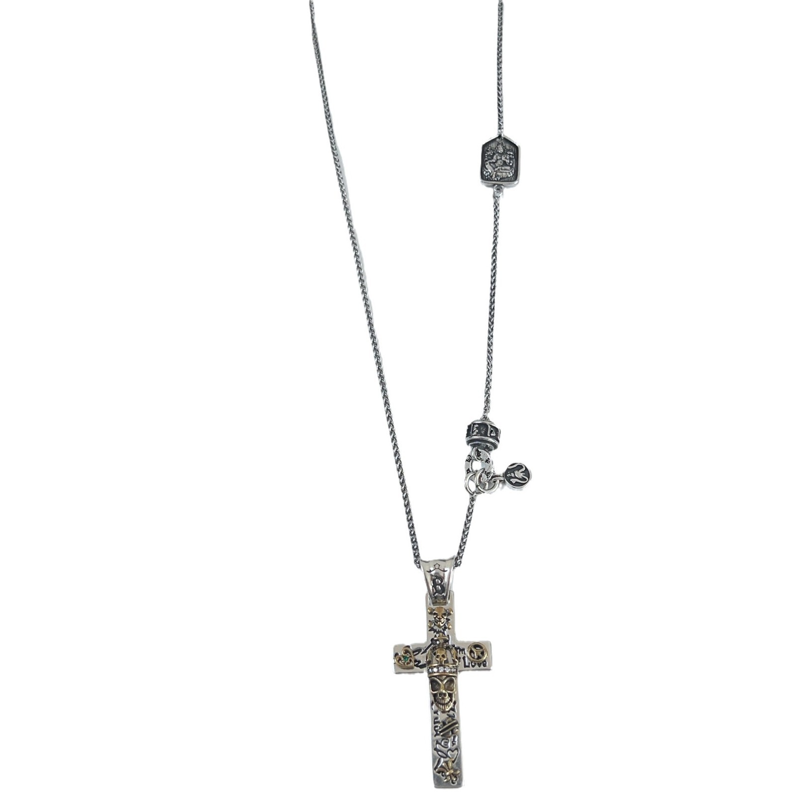 Nuova collana con ciondolo a forma di croce con teschio scuro da uomo, semplice e alla moda, con catena per maglione hip hop_voghion.com