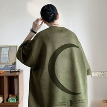 美式高级感麂皮绒短袖t恤男春夏高级感cleanfit简约百搭五分体恤