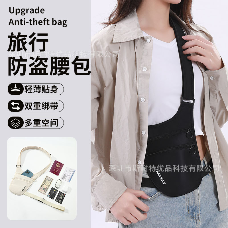 Travel Anti-theft Waist Bag Passport Certificate Wallet Body-fit Invisible Anti-theft Bag European Travel Abroad Crossbody Bag