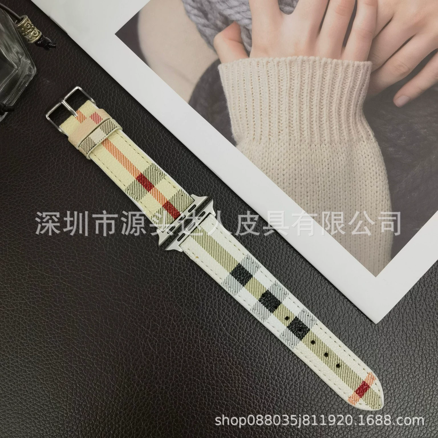 Подходит для Burberry клетчатый кожаный ремешок для часов Apple iwatch38/40/41/42/44/45/49 мм