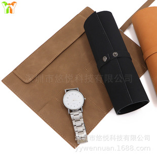 In-Stock New Sheepskin Leather Watch Roll Case, High-End Leather Watch Storage Bag for 5 Watches