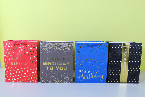 Vertical striped gold white card gift birthday paper bag red festive holiday gift bag wholesale bag