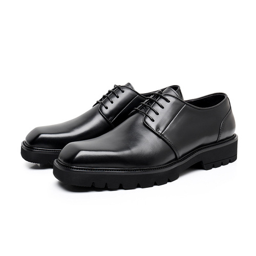 2024 New Men's Leather Shoes, Top-Grain Calfskin, Business Formal Derby Shoes, British Style, Three-Part Men's Leather Shoes
