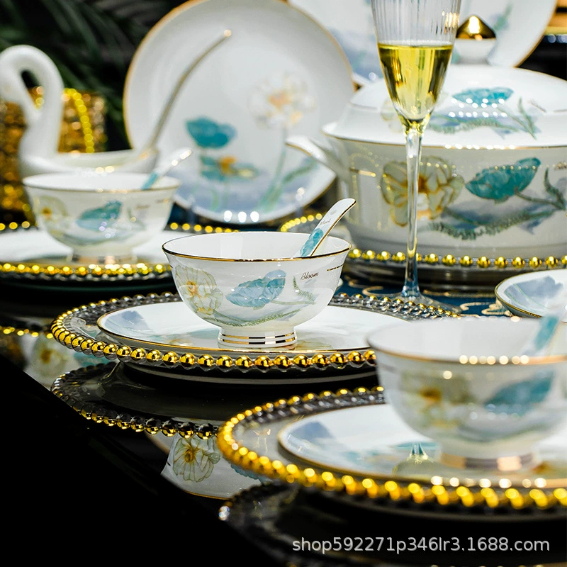 Set, ceramic high-end tableware, light luxury style, full set