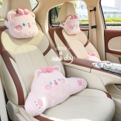 クリエイティブな車のヘッドレスト、首枕、模造ウサギの毛皮の漫画の車の快適な腰クッション、かわいい猫の車のクッション