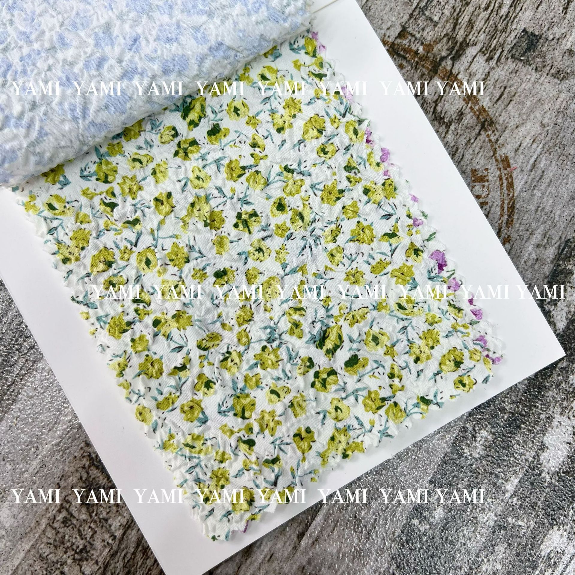 Suministro directo de fábrica burbuja crepé tela de impresión pequeña floral verano vestido camisa de impresión jacquard poliéster