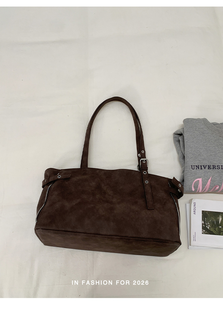Niche Handheld Shoulder Bag New Zipper Large Capacity Tote Bag Trendy_voghion.com