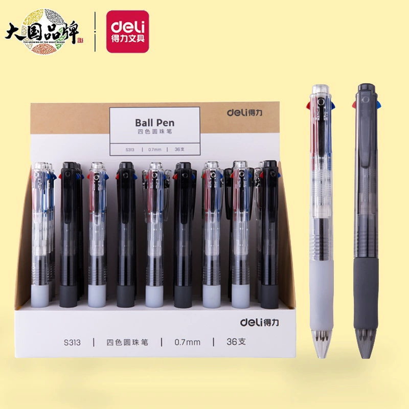 Deli Четырехцветная шариковая ручка ученик начальной школы пресс многоцветная Ручка 0,7 заправки пресс многофункциональная масляная ручка оптом