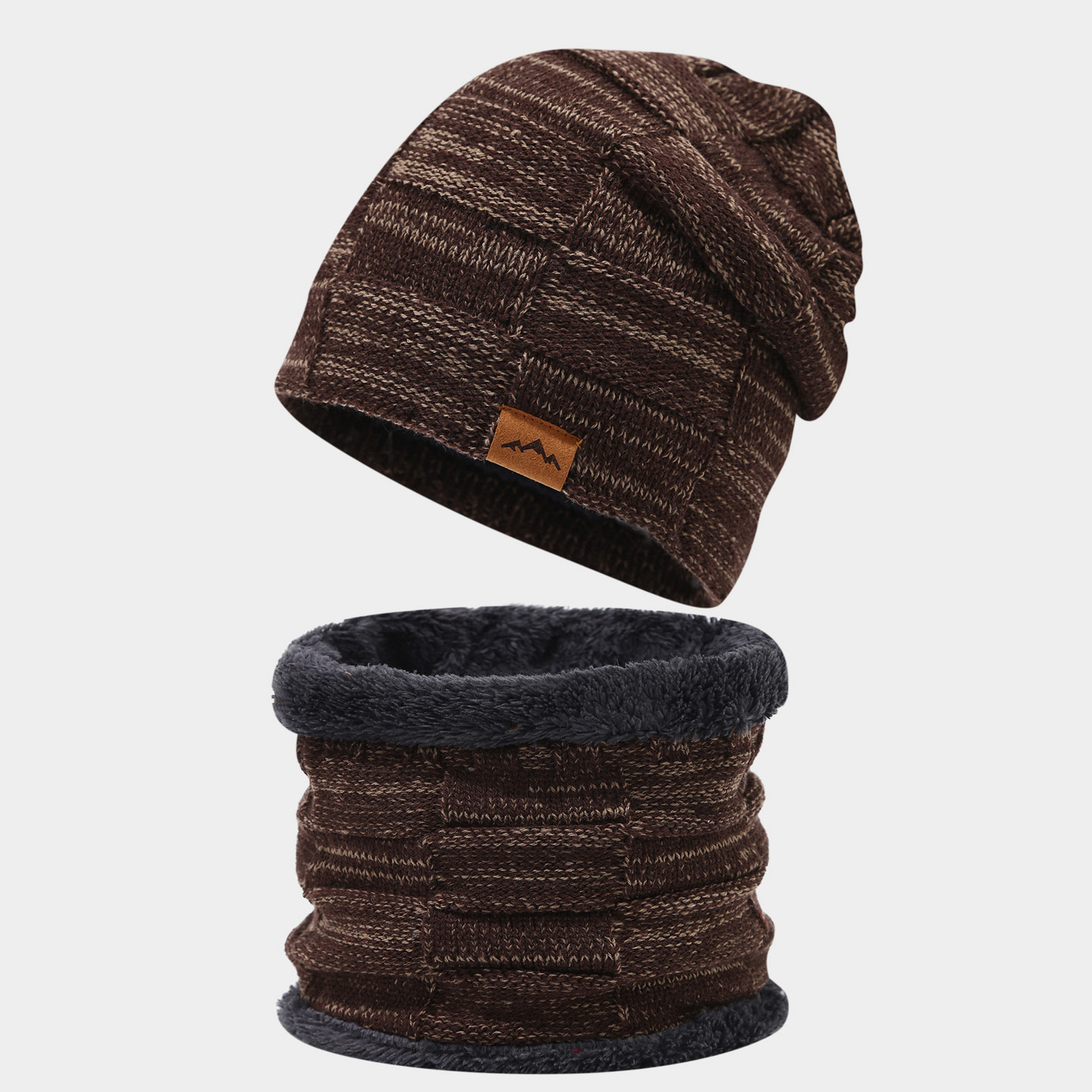 Transfronterizos Europa y Estados Unidos otoño y invierno más terciopelo mezcla de color versátil sombrero de punto de doble conjunto de gorras al aire libre para hombres y mujeres con terciopelo