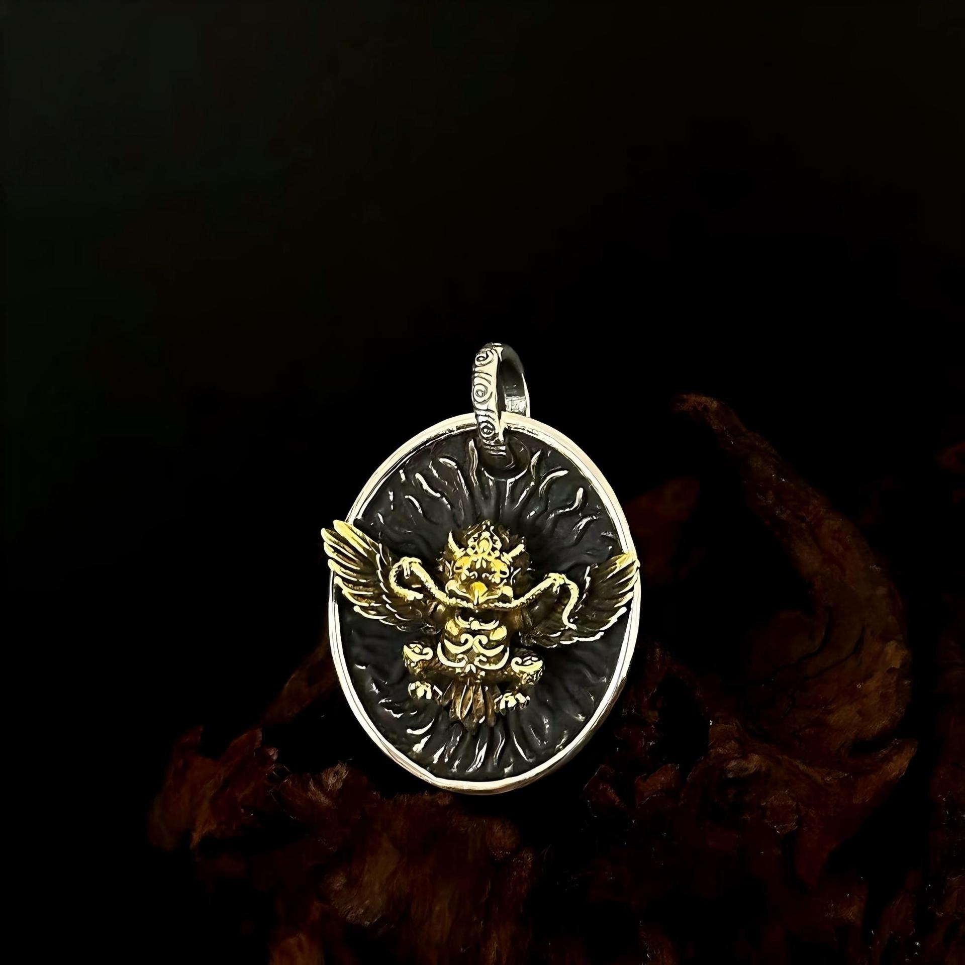 Bijou talisman de protection en argent pur S925, pendentif libellule vintage aux ailes dorées, design tendance et unique, collier unisexe robuste_voghion.com