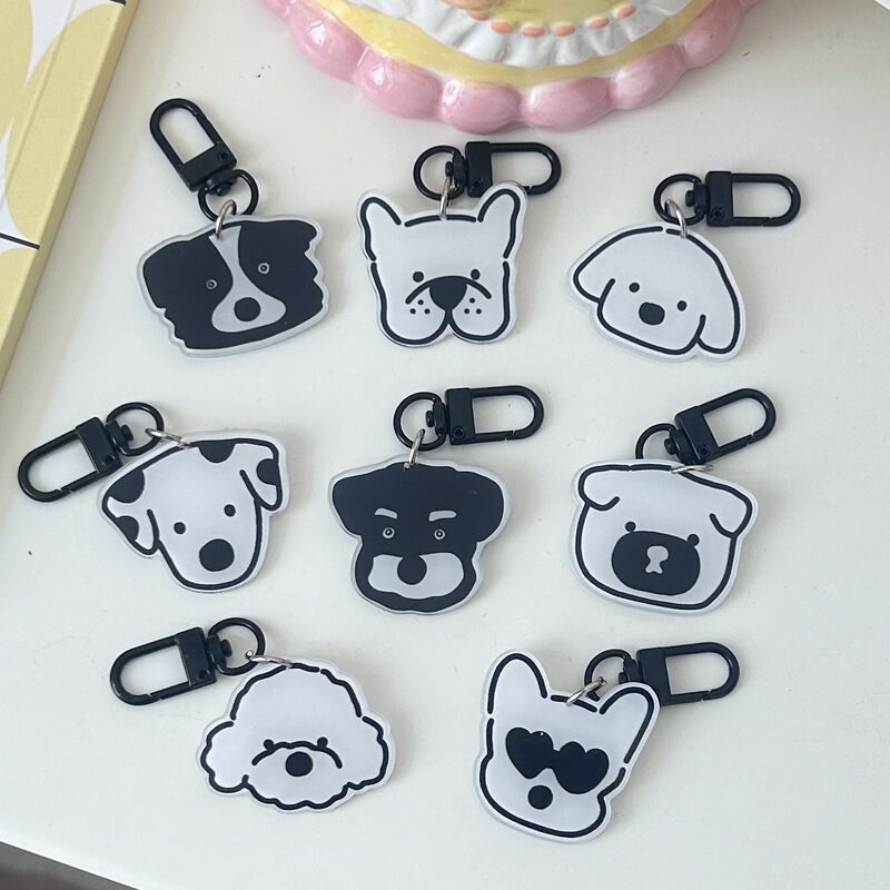 Hand-painted puppy expression bag keychain fun cartoon acrylic bag pendant couple girlfriends gift accessories Hand-painted puppy expression bag keychain fun cartoon acrylic bag pendant couple girlfriends gift accessories