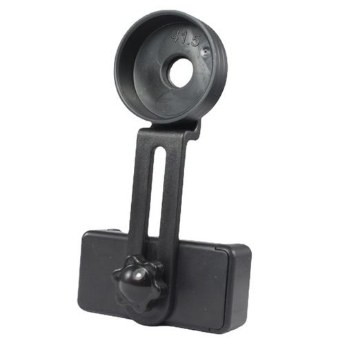 Spring clip for connecting mobile phones to take pictures. Mobile phone clip for connecting monocular telescope to assist photography. Plastic. Lightweight.