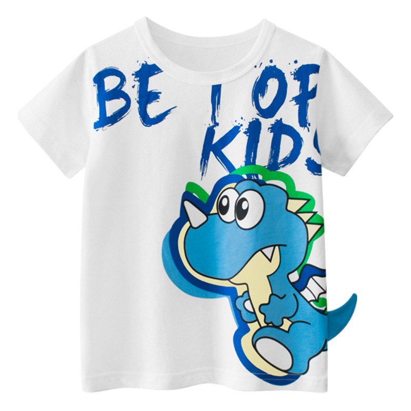 Little Blue Boat marca ropa para niños verano Nuevo 2023 Camiseta de manga corta para niños dinosaurio de dibujos animados Bebé Ropa para niños al por mayor