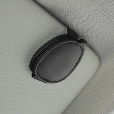 Car sun visor glasses clip multifunctional bill storage car sunglasses bracket Creative Leather car supplies (Car Glasses Clip/Bill Clip) - black