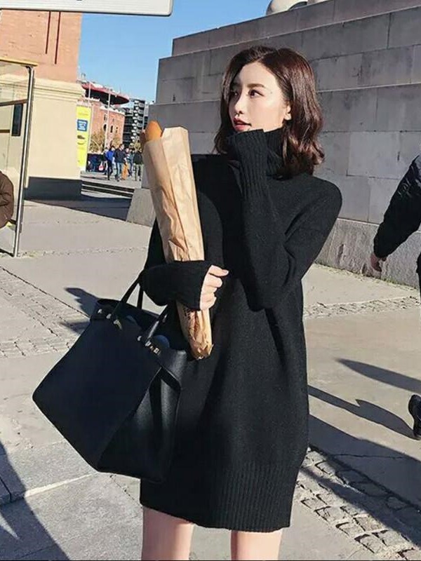 太ったmm 300斤の大きいサイズのゆったりした高襟の長袖の保温のニットの底のシャツの女性の中で長いタイプの純色の中で上着を掛けます。|undefined