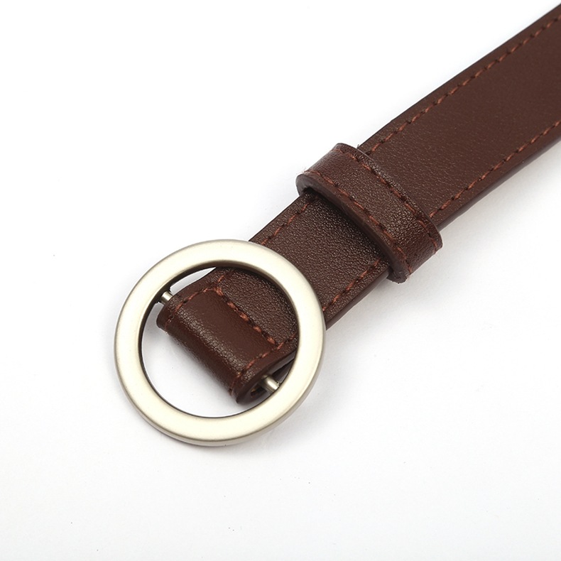 Korean Fashion Simple Retro Silver Belt Women's Round Buckle Non-hole Student Belt Women's Sports Pants Accessories Belt Lover Gift_viptrois.com