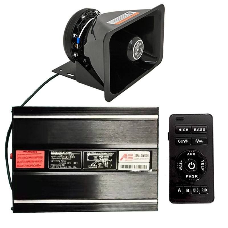 Wireless 200W siren speaker, 12V car-mounted loudspeaker, AS high-pitched alarm, AS7200A+ Black Hawk speaker
