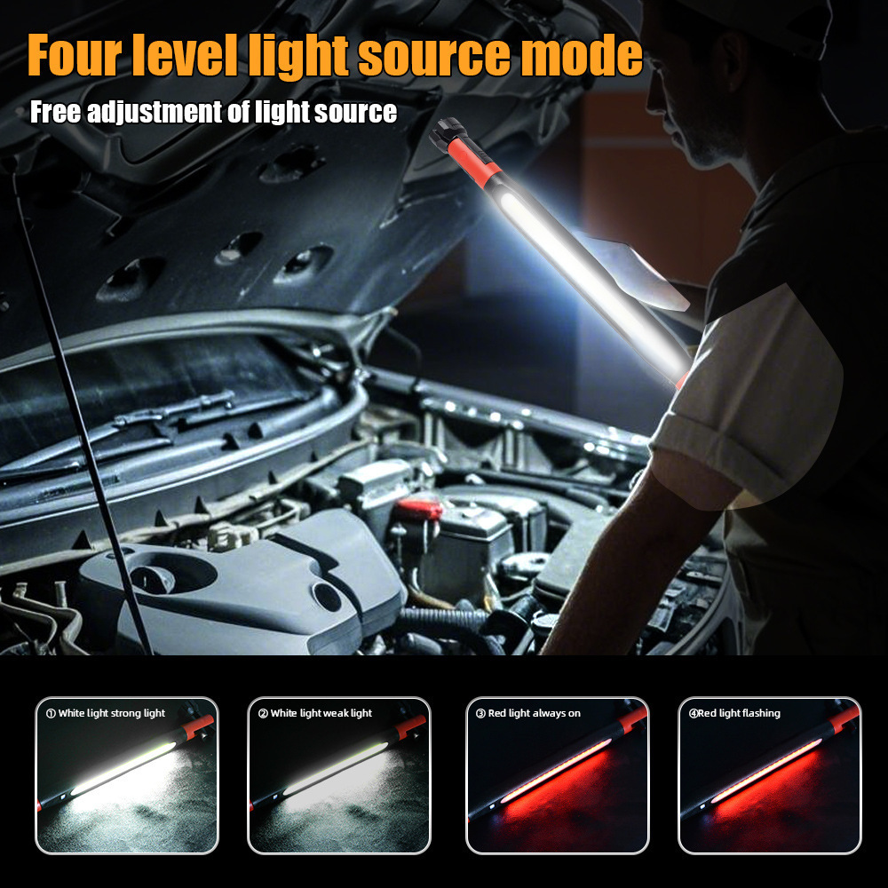 Cross-border best-selling work light, outdoor multifunctional magnetic inspection light, long-lasting, high-brightness, with hook, car repair light