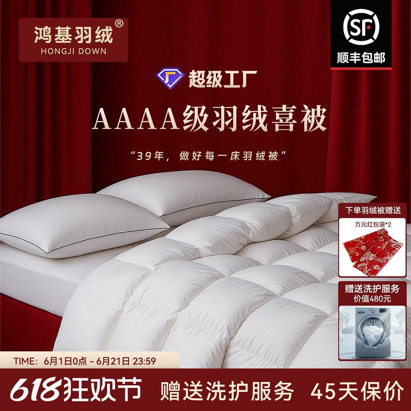Hongji Dowry Duvet 4A95 Goose down Quilt Core Spring & Fall Quilt Thickeneded Winter Quilt Duck down Quilt Xiaohongshu Same Style
