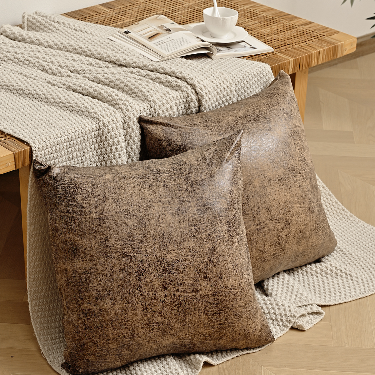 Amazon transfronterizo elástico impermeable esmerizado PU funda de almohada de sofá de oficina TEMU en stock