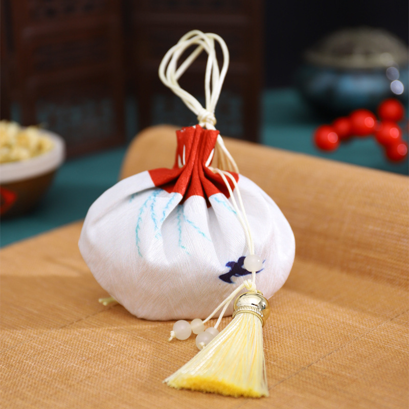 Dragon Boat Festival bolsita estilo antiguo bolsa de loto accesorios Hanfu adornos bolsa vacía embalaje Halter portátil coche colgando aromaterapia repelente de mosquitos
