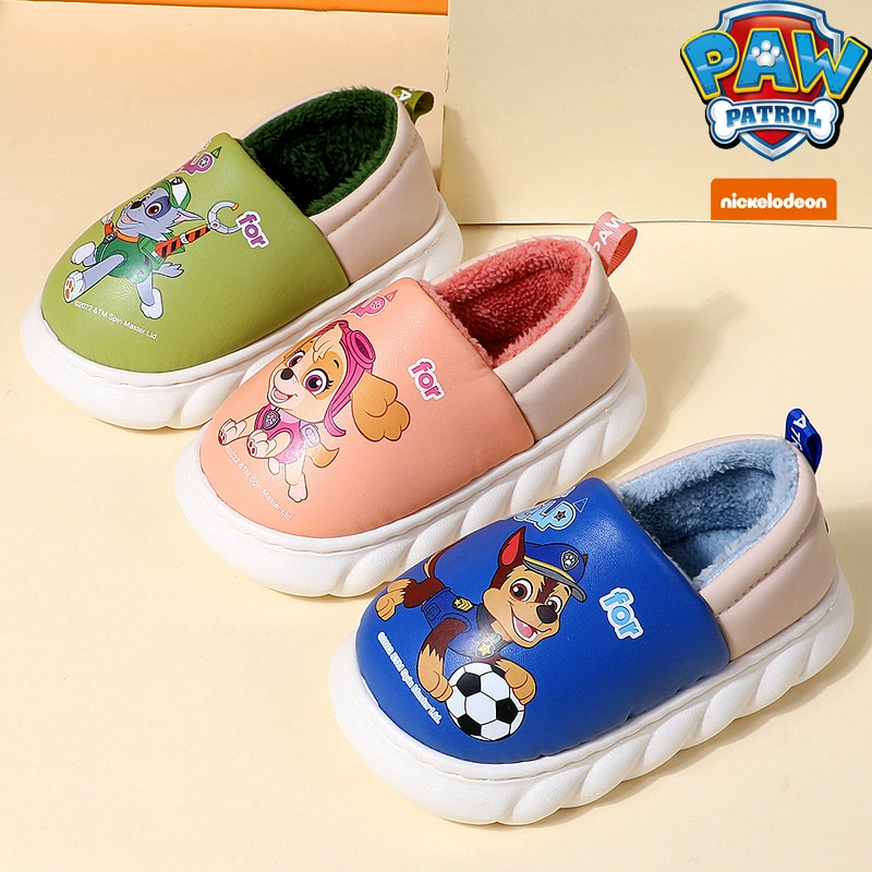 Детские зимние ботинки из искусственной кожи и хлопка Paw Patrol, водонепроницаемые, для мальчиков и девочек, новая модель 2024 года, закрытые тапочки