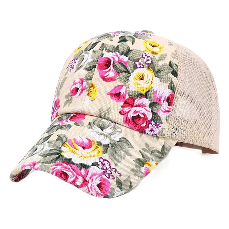 Gorro de béisbol de tela de flores Gorra de ocio de viaje hembra primavera y verano elemento de estilo nacional estilo étnico gorra de pico elemento floral en stock