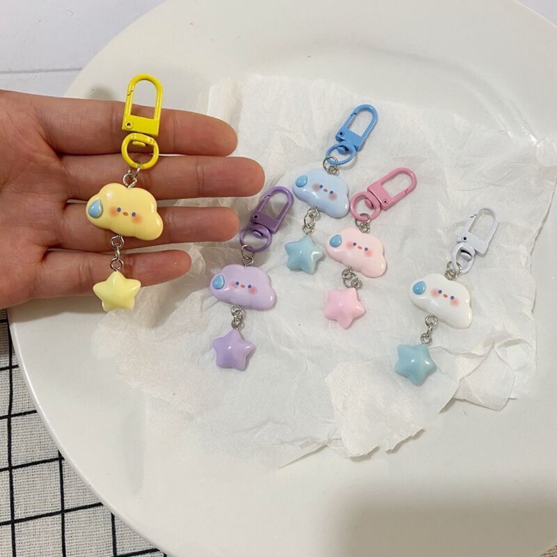 新しいクラウドスターキーホルダー面白い無言クラウドペンダントガールハート漫画バックパック学生バッグペンダント|undefined