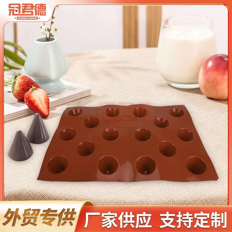 Cross-Border Wholesale Tapered Silicone Mold 16 Small Cone Christmas Hat Chocolate Silicone Mold Tapered Baking Mold