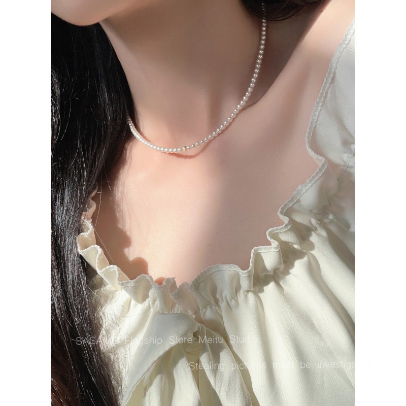 단일 3mm 진주 목걸이