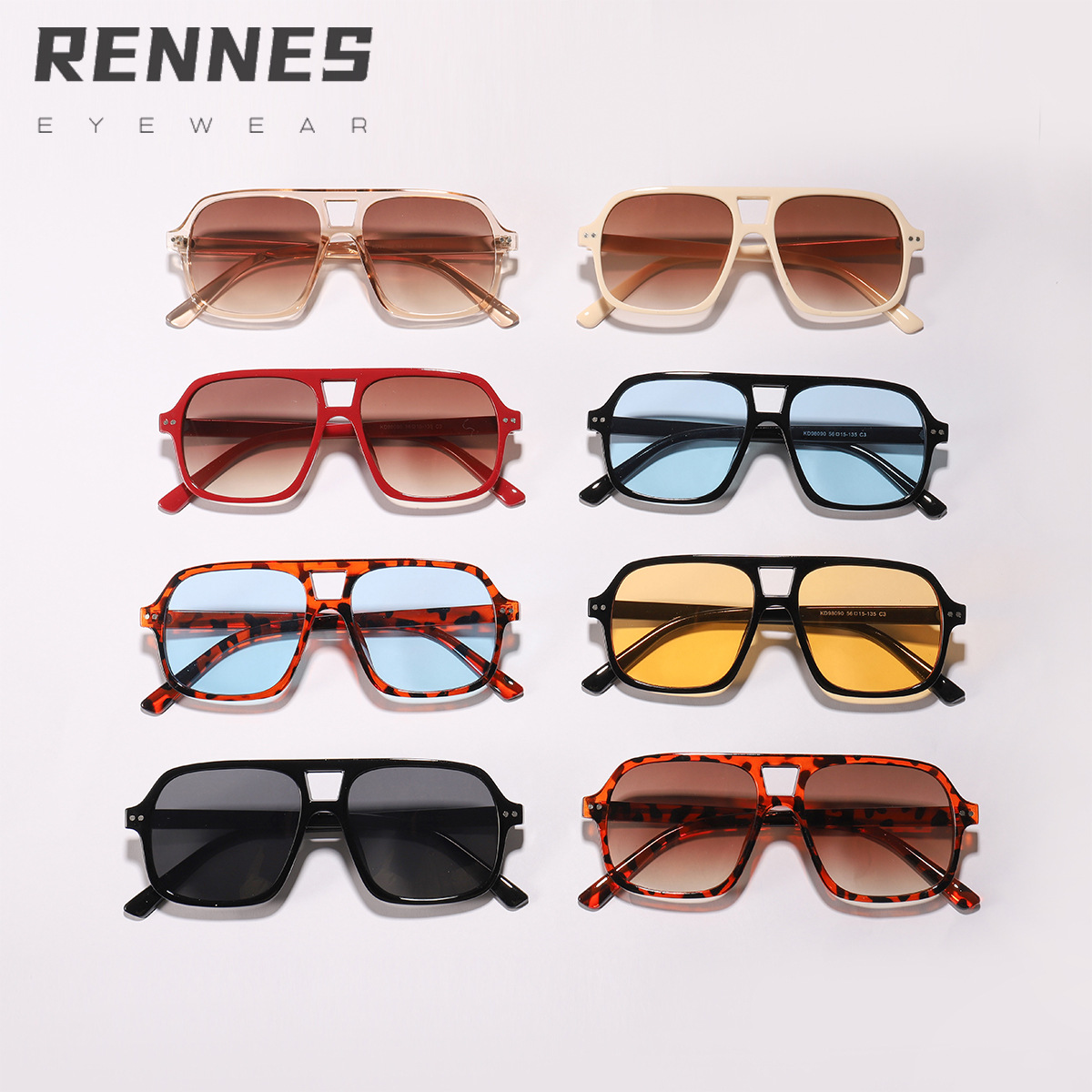 Europa y América transfronteriza nuevas gafas de moda retro doble haz gafas de sol a prueba de sol personalidad marco grande Internet celebridad gafas de sol 98090