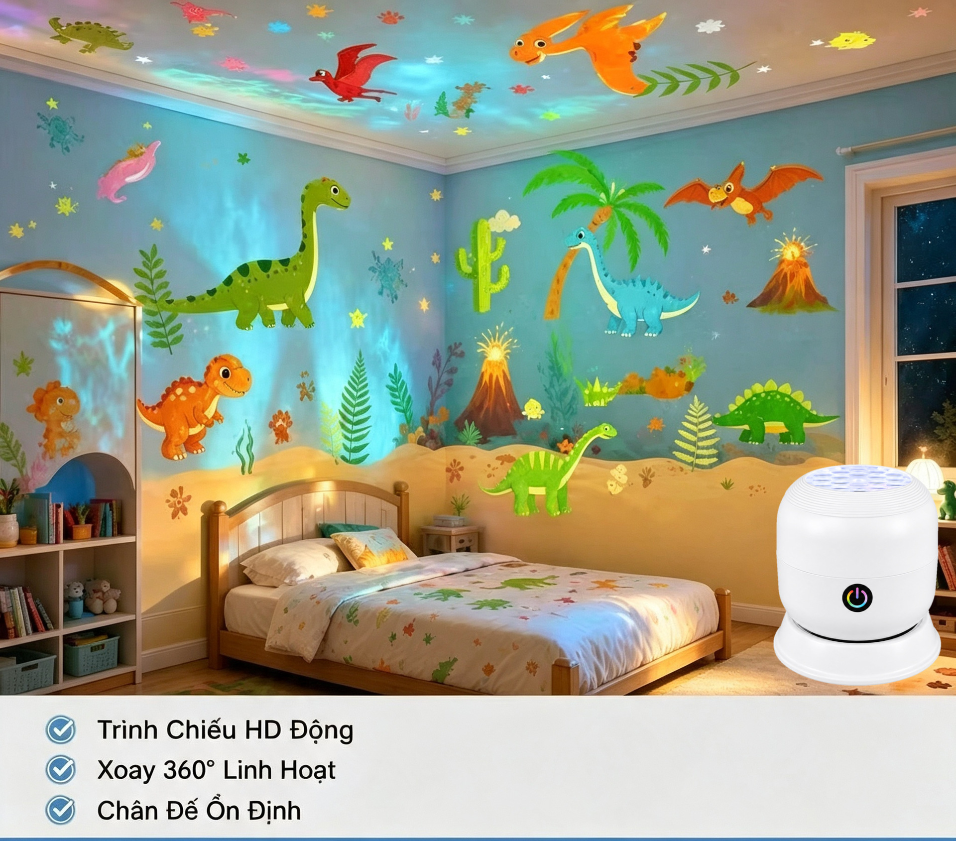 Lámpara Proyectora Nocturna Giratoria de Acrílico con Control Táctil y Luz LED para Dormitorio y Sala de Estar image 15