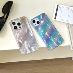 IMD金箔シルクサテン柄 iPhone17pro Apple 16promax 携帯電話ケース 15 染色しわ加工 14 女性向け
