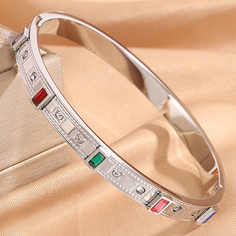 【134】SZ335-2 silver protruding colored diamond bracelet