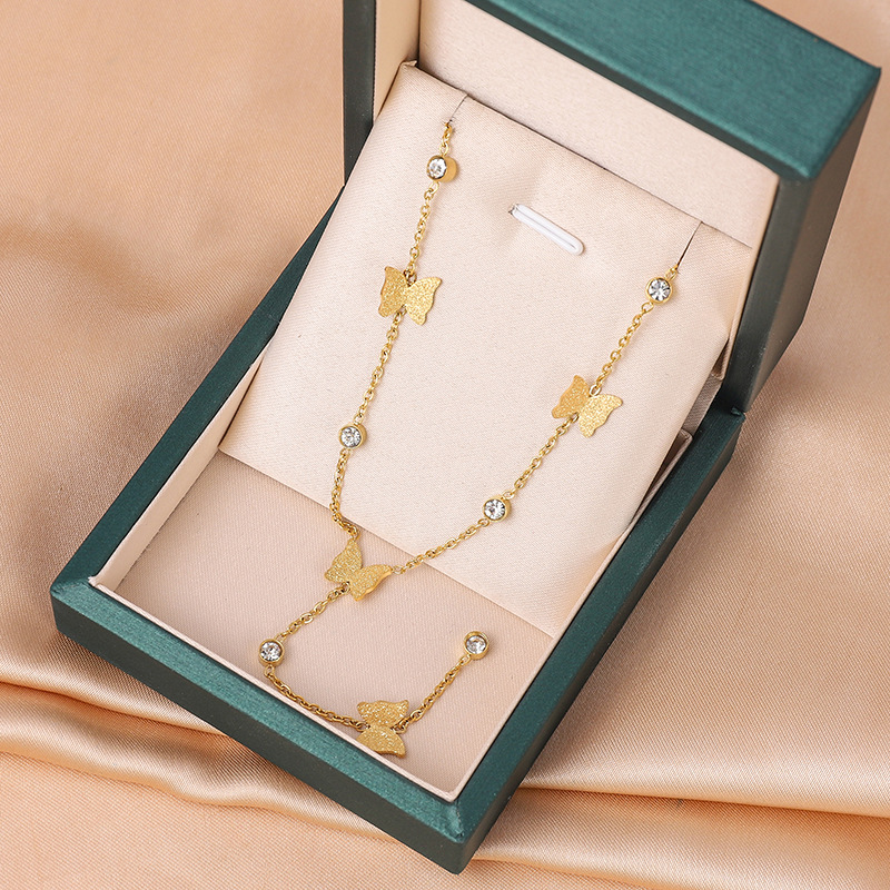 Necklace Classification Elegant Butterfly Titanium Steel Plating Artificial Diamond Necklace