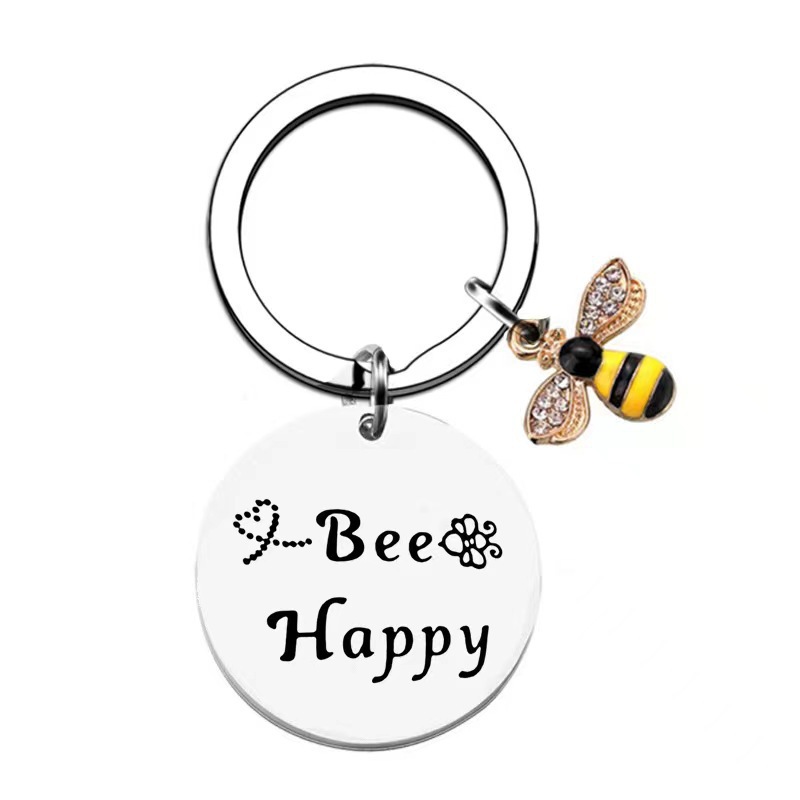 Unisex Gender Cute Letter Bee 201 Stainless Steel Teachers' Day Unisex Keychain