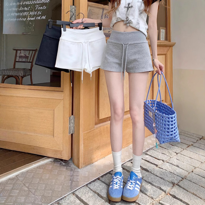 Poem Rhyme Angora Red High Waist Casual Sports Pants Women's Summer Short Leg Showing Long Slim-fit Hot Pants Shorts