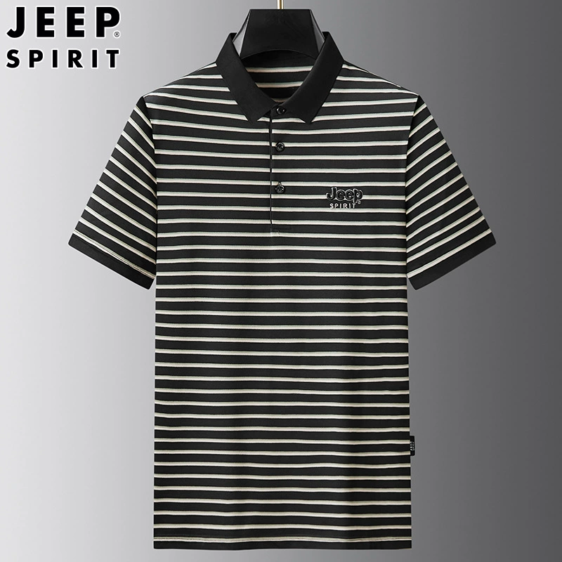 Футболка JEEP SPIRIT для отдыха, поло, с вышивкой, с коротким рукавом