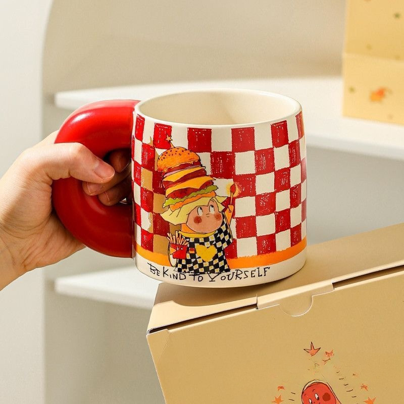 卡通星星人马克杯牛奶杯陶瓷杯复古早餐杯儿童水杯餐具网红马克杯|undefined